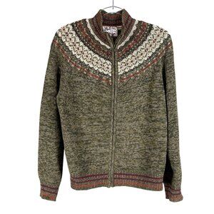 Heirloom Collectibles Womens L Nordic Fair Isle Jacket Full Zip Cardigan Sweater